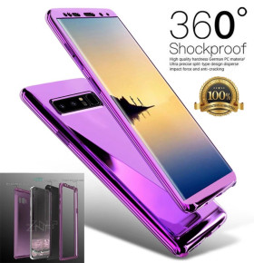 Твърд калъф лице и гръб 360 градуса със скрийн протектор FULL Body Cover за Samsung Galaxy Note 8 N950F лилав огледален 